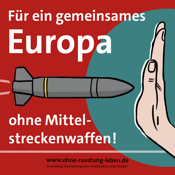 Aufkleber: "Für ein gemeinsames Europa ohne Mittelstreckenwaffen!"