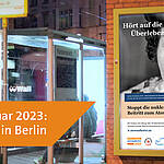 So sollen unsere Plakate in Berlin aussehen: Atomwaffenverbot - Hört auf die Überlebenden!