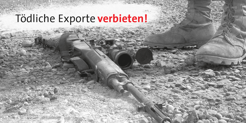 Aktionspostkarte &quot;Tödliche Exporte verbieten!&quot; von Ohne Rüstung Leben