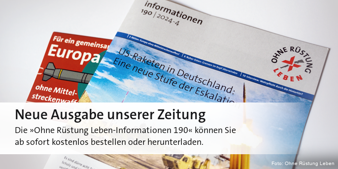 Kostenlose Zeitung "Ohne Rüstung Leben-Informationen 190"